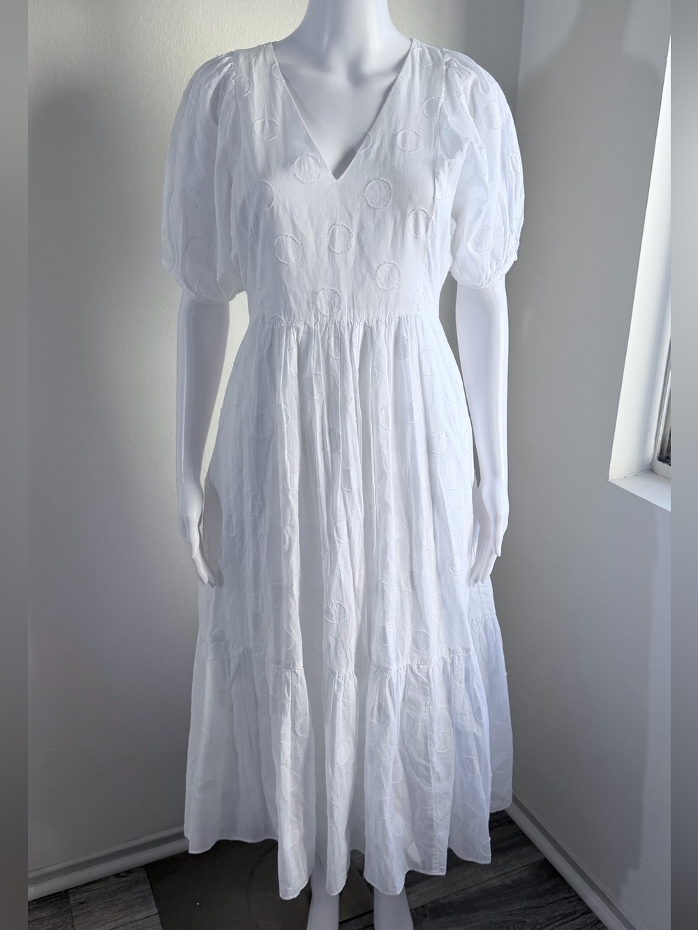 Madewell White Puff-Sleeve Midi Dress - Picture 2 of 9